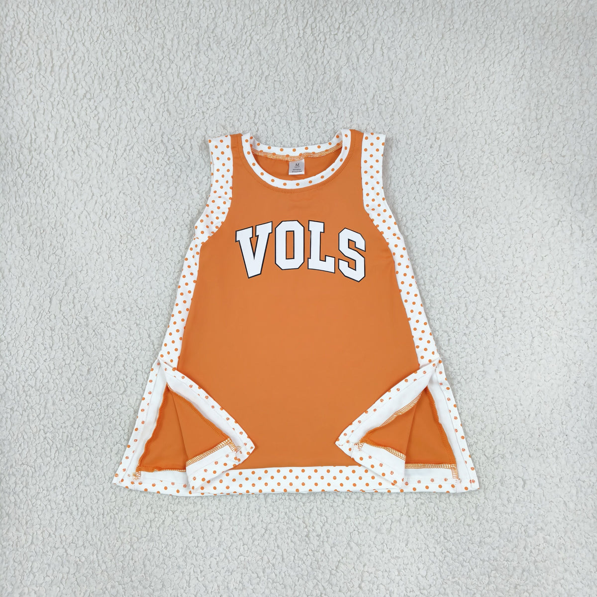 Baby Girls Orange Polka Dots Vinyl Vols Team Yoga Active Split Knee Length Dress