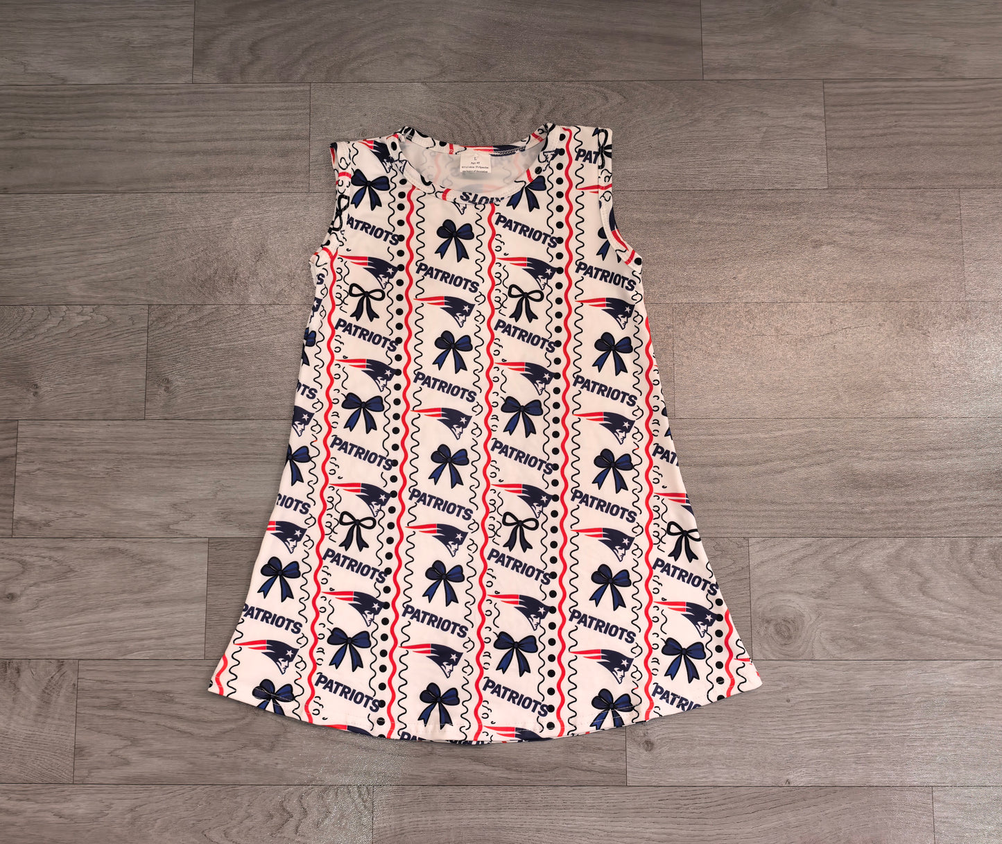 Baby Girls Bows Patriots Stripe Team Scallop Knee Length Dress Preorder