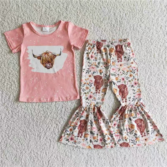 USA Shop Baby Girls Western Cow Bell Pants Clothing Sets