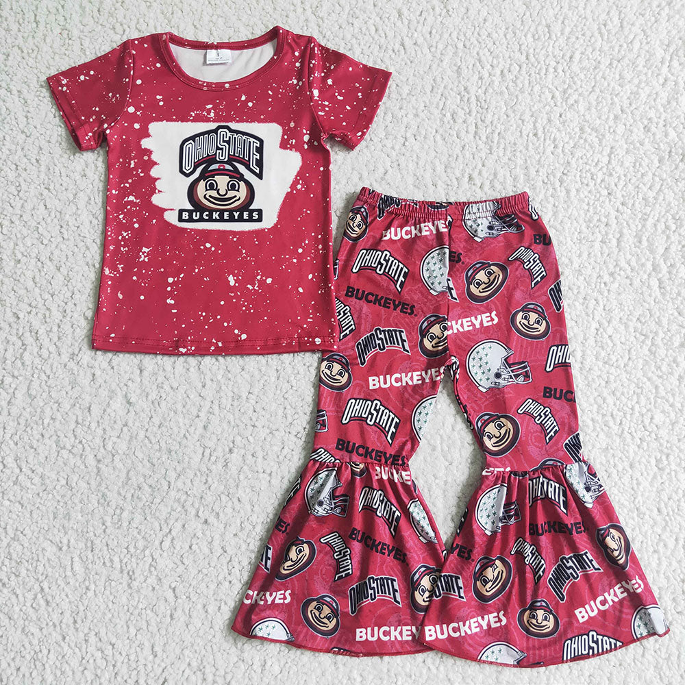 Sibling Baby Girls Boys OH Football Team Shirt Dress Sets