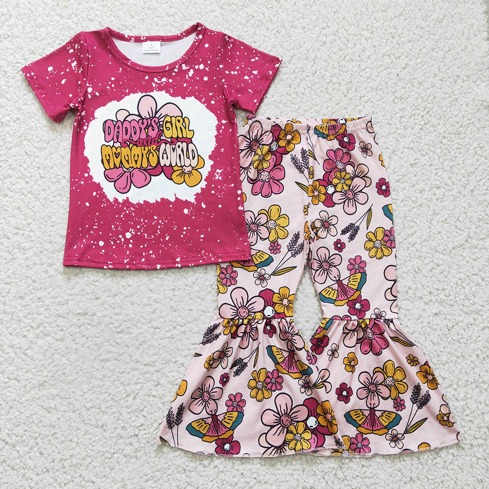 Sibling Baby Girls Daddy Girls Western Shirts Bell Pants Clothes Sets