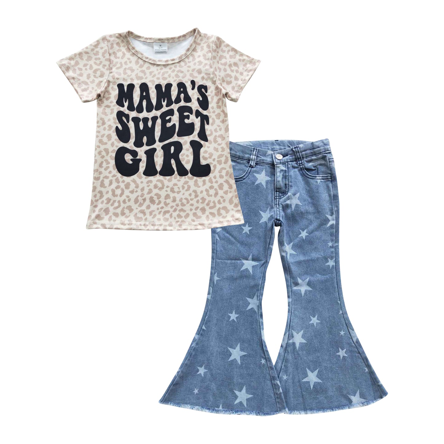 Baby Girls Sweet Tops Stars Denim Pants Kids Clothes Sets