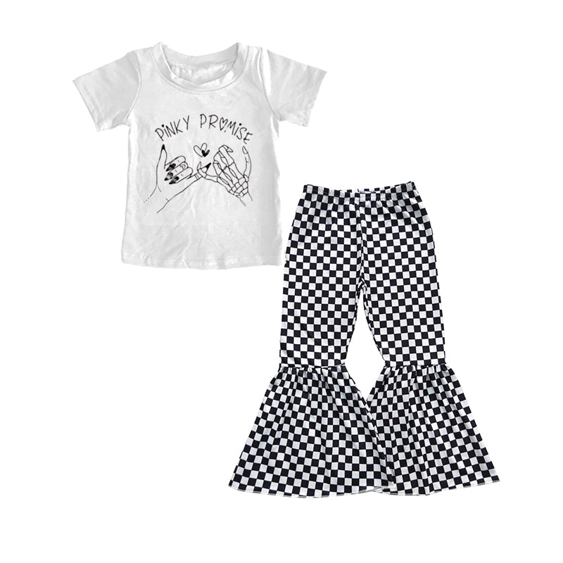 Baby Girls Pink Promise Shirt Checkered Bell Pants Clothes Sets preorder