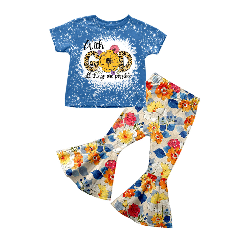 Baby Girls Flowers God Bell Pants Clothing Sets preorder