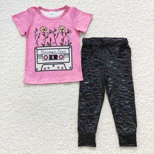 Baby Girls Tape Shirt Leopard Pants Clothing Sets