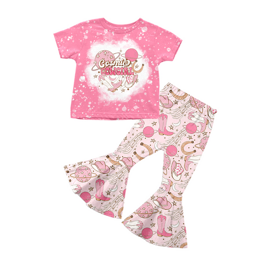 Baby Girls Cowgirl Wetern Top Bell Pants Clothes Sets preorder