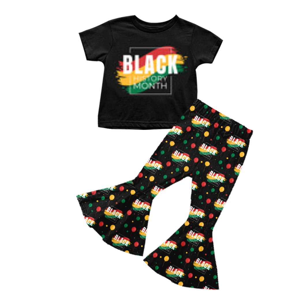 Baby Girls Black History Tops Bell Pants Clothes Sets preorder