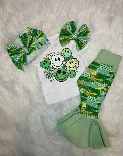 Baby Girls St Patrick Day Shirt Smile Bell Pants Clothes Sets preorder