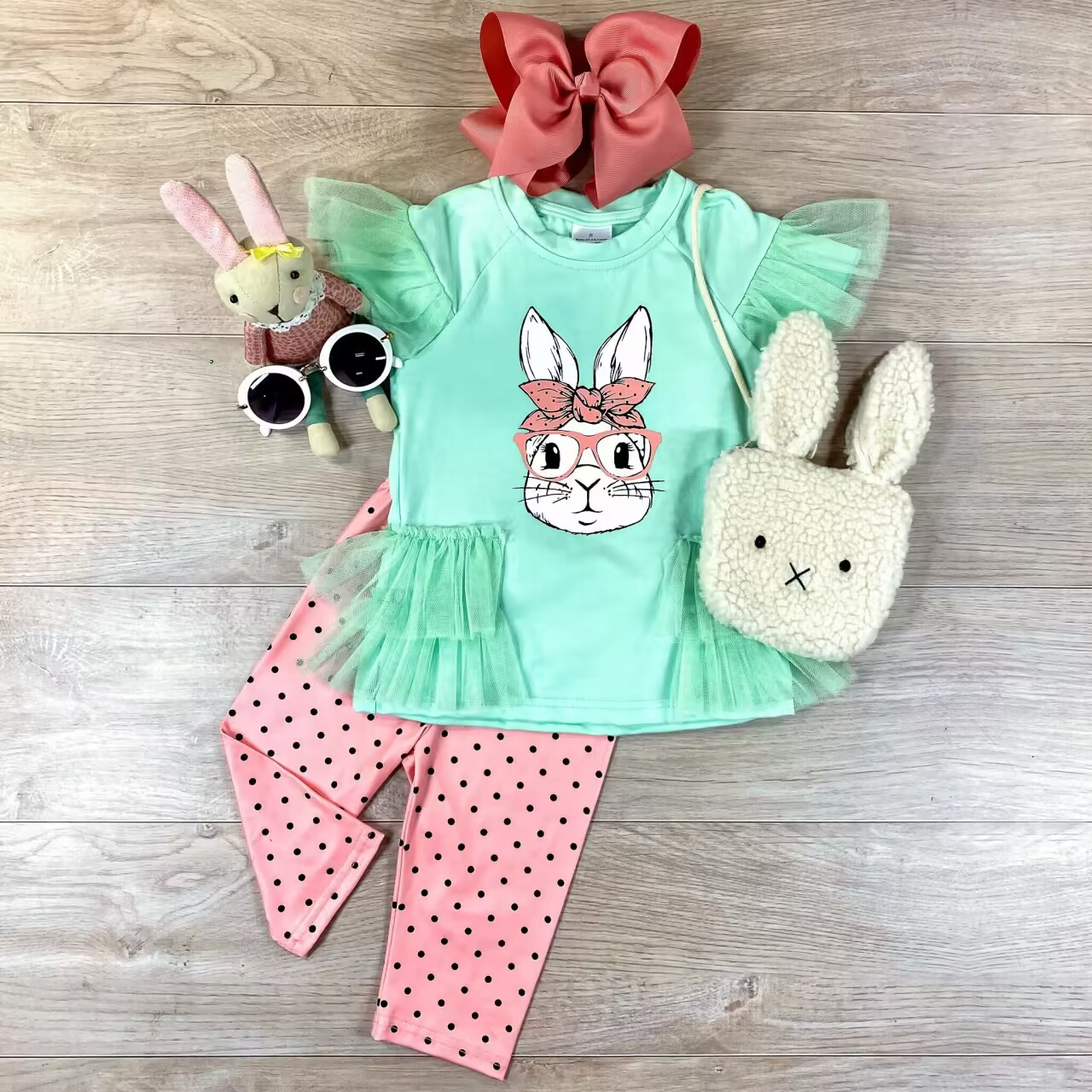 Baby Girls Easter Rabbit Tunic Tops Legging Pants Clothes Sets preorder