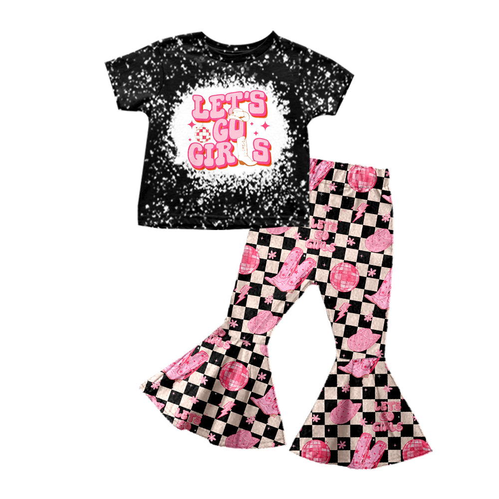 Baby Girls Let's Go Girls Short Sleeve Shirt Top Disco Flare Pants Clothes Sets preorder