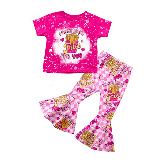 Baby Girls Fries Short Sleeve Tops Shirts Bell Pants Clothes Sets preorder