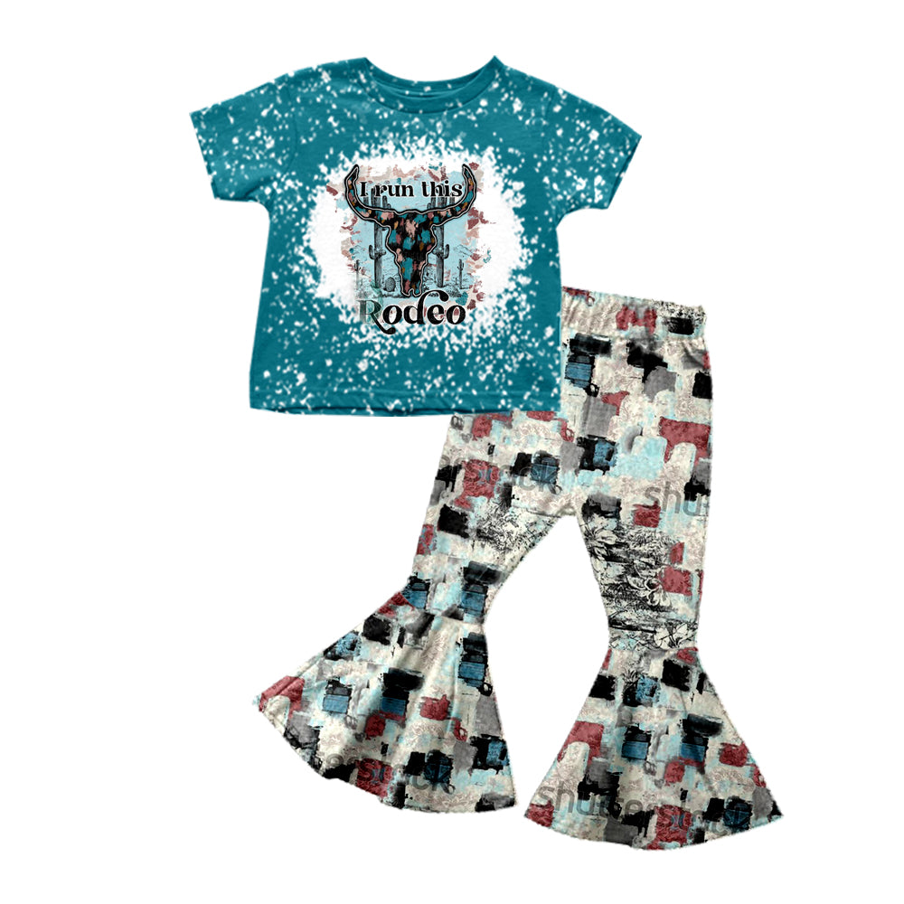 Baby Girls Toddler Rodeo Shirt Top Western Bell Pants Preorder