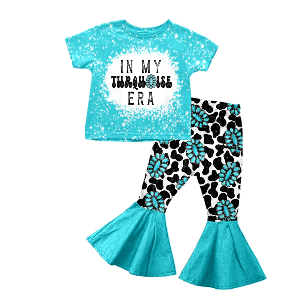 Baby Girls In My Turquoise Era Tee Shirts Top Bell Pants Outfits Clothes Sets Preorder