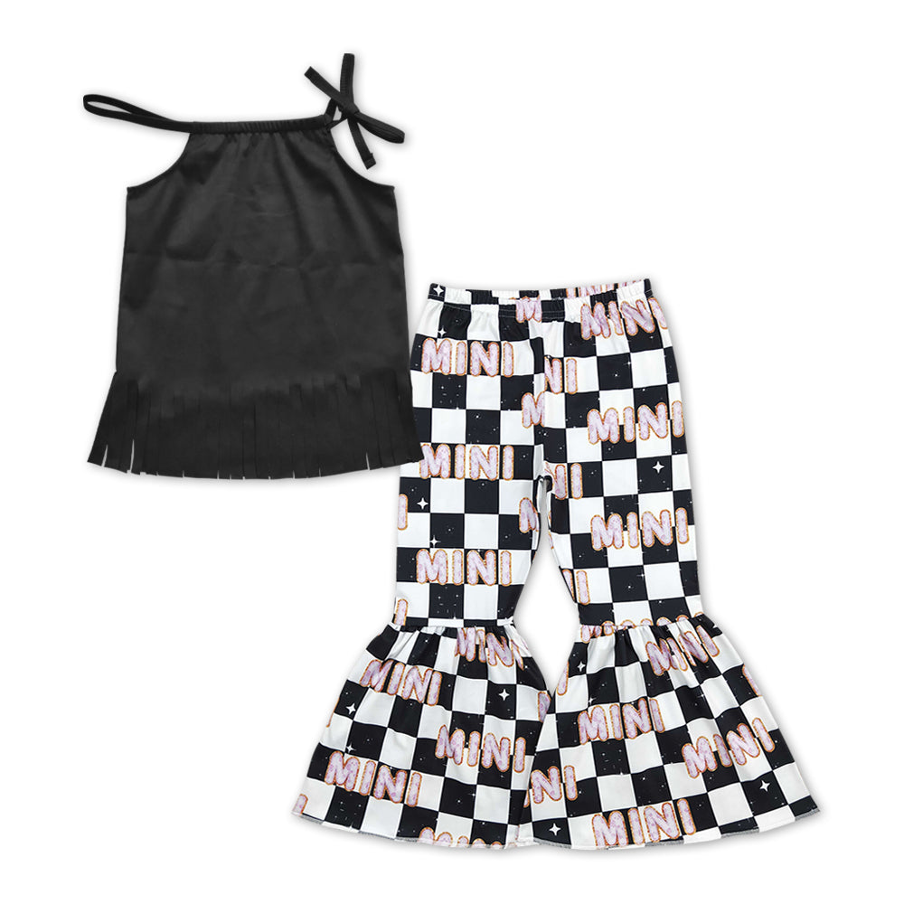 Baby Girls Halter Black Top Mini Bell Pants Clothes Sets