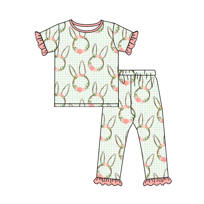 Baby Girls Easter Rabbit Ears Shirt Pants Pajamas Clothes Sets Preorder