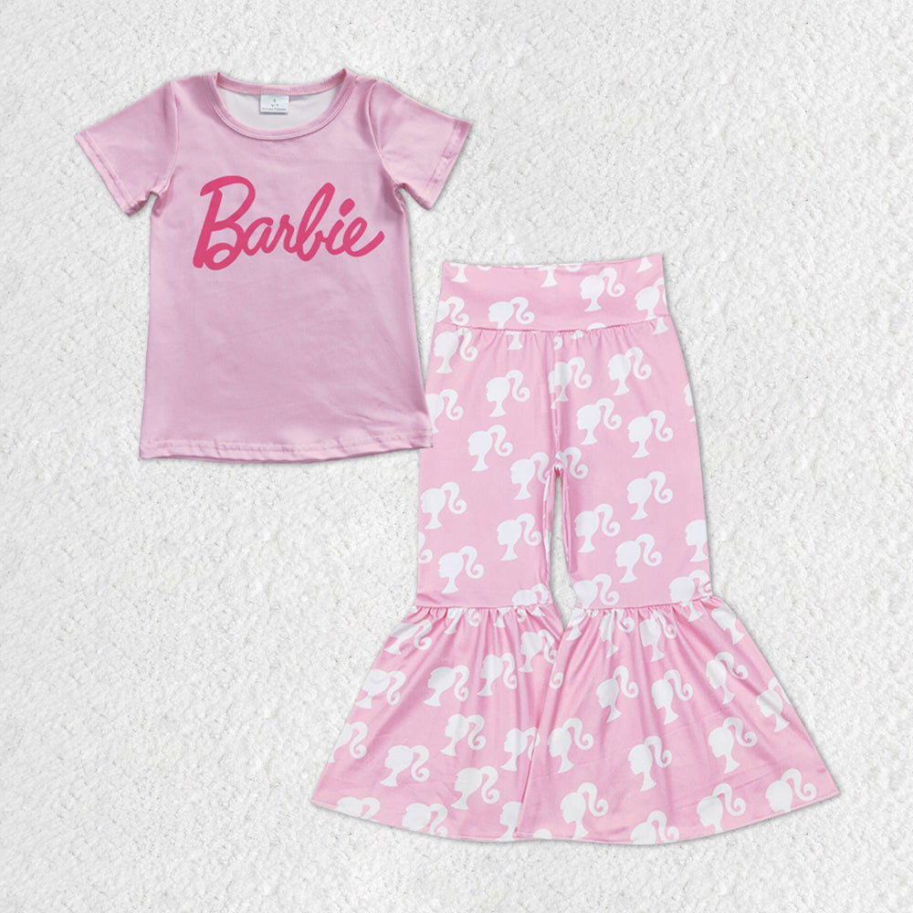 Baby Girls Pink Doll Shirts Tops Bell Pants Clothes Sets