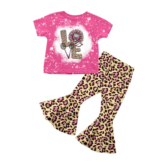 Baby Girls Badminton Shirt Top Leopard Bell Pants Clothes Sets Preorder