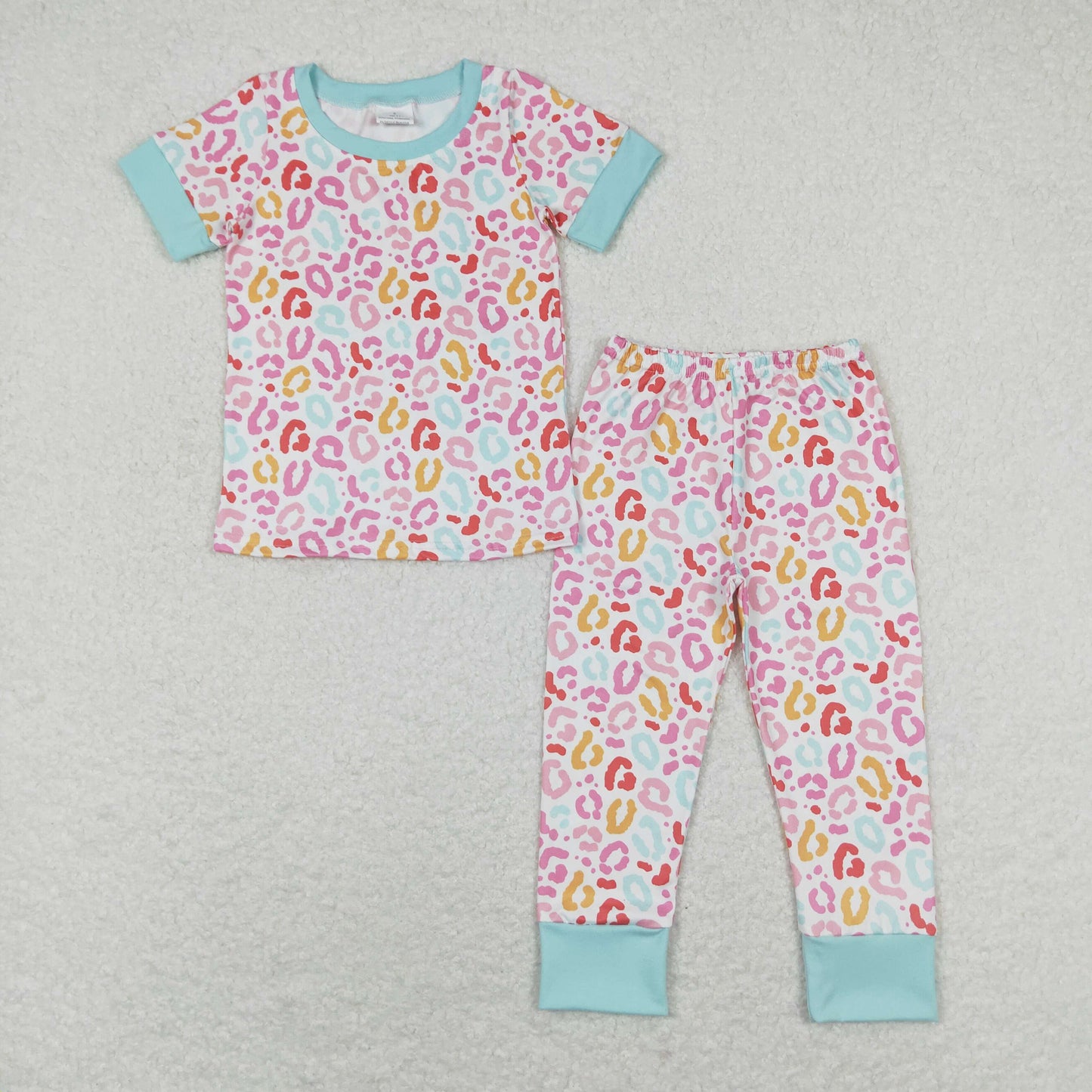 Sibling Baby Girls Short Sleeve Floral Leopard Top Pants Pajamas Clothes Sets