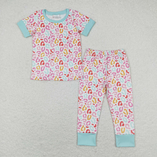 Sibling Baby Girls Short Sleeve Floral Leopard Top Pants Pajamas Clothes Sets