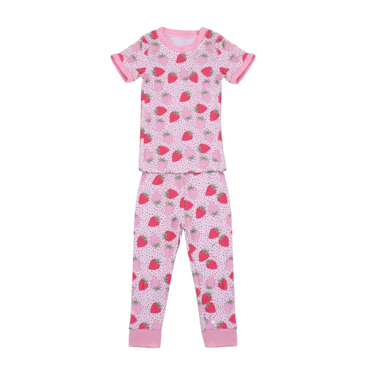 Baby Girls Strawberry Dots Shirt Top Pants Pajamas Clothes Sets Preorder