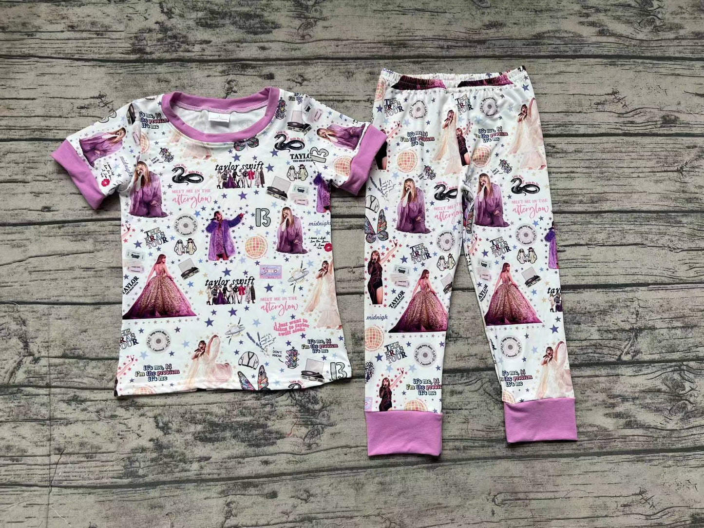 Baby Toddler Girls Purple Singer Tee Top Pants Pajamas Clothes Sets