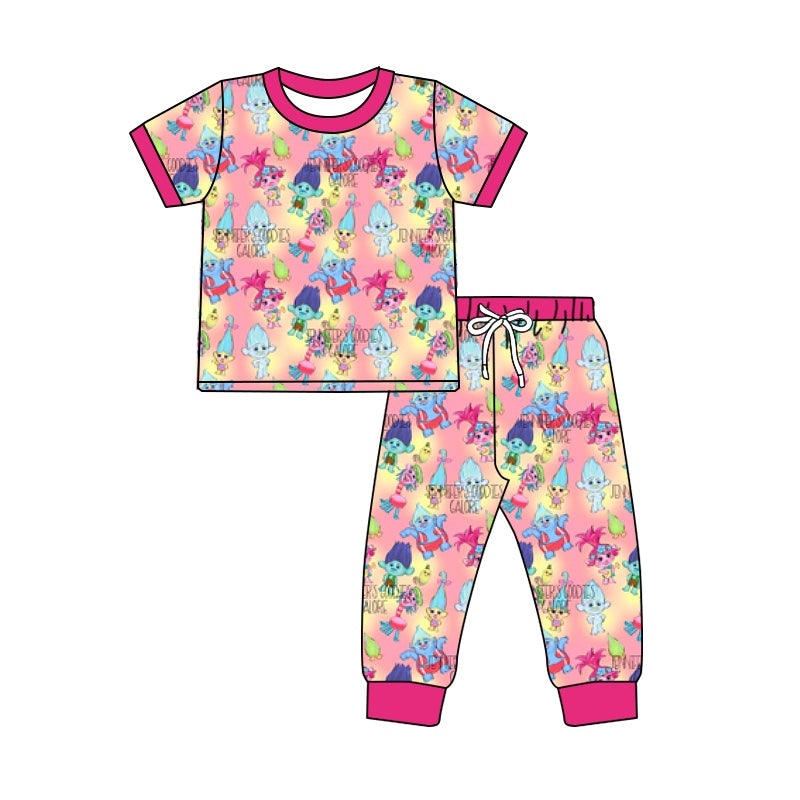 Baby Girls Monster Hair Shirt Pants Pajamas Outfits Clothes Sets Preorder