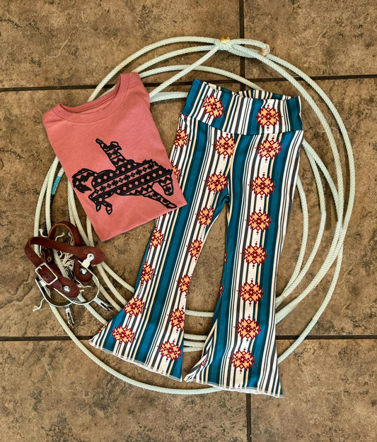 Baby Girls Pink Rodeo Shirt Aztec Bell Pants Western Clothes Sets Preorder