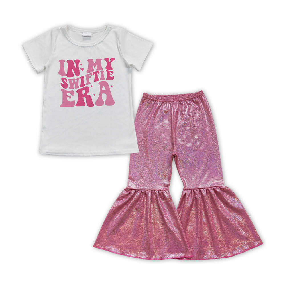 Pink Singer Baby Girls Tee Shirts Tops Sparkle Bell Pants Clothes Sets