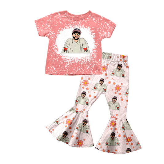 Baby Girls Singer Bunny Hearts Shirt Top Bell Pants Clothes Sets Preorder