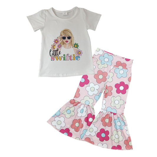 Baby Girls Little Swifie Tee Shirts Top Flowers Bell Pants Boutique Outfits Clothes Sets