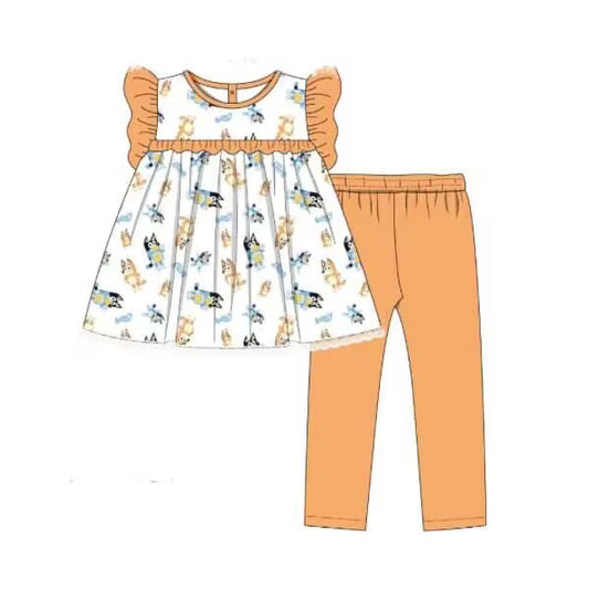 Baby Girls Orange Dogs Tunic Top Legging Clothes Sets Preorder(moq 5)