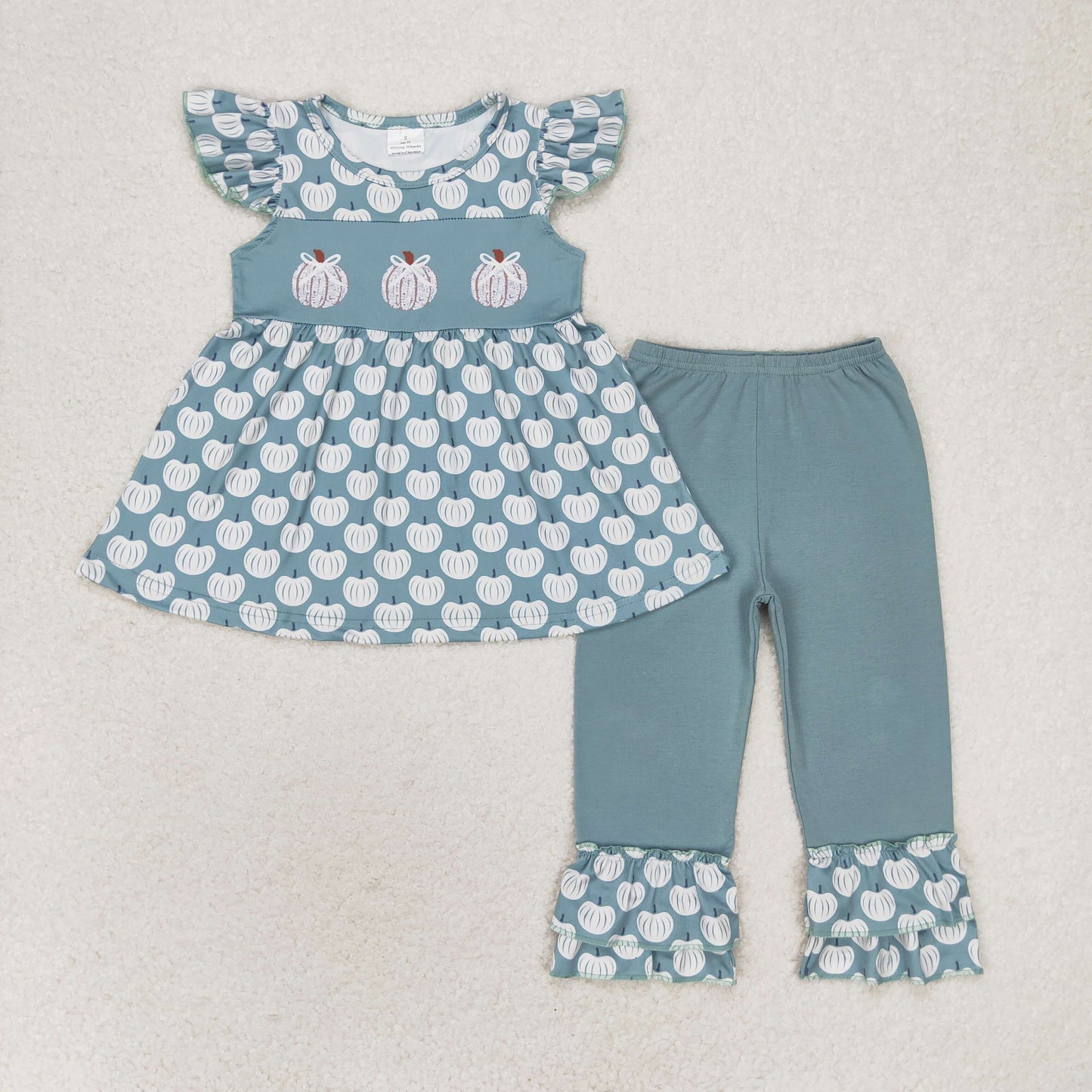Sibling Baby Girls Bows Flowers Pumpkins Tunic Leggings Bell Bottom Pant Fall Clothes Set