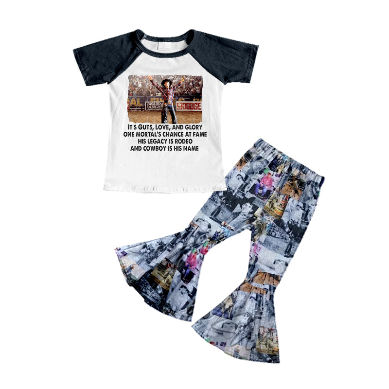 Baby Girls Singer Cowboy Top Bell Bottom Pants Clothes Sets Preorder