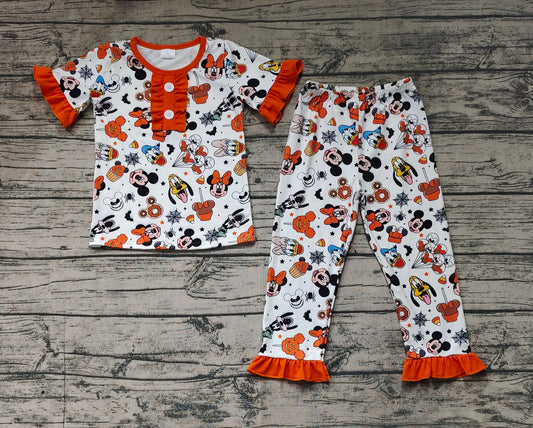 Baby Girls Halloween Mouse Short Sleeve Tee Shirt Pants Pajamas Clothes Sets
