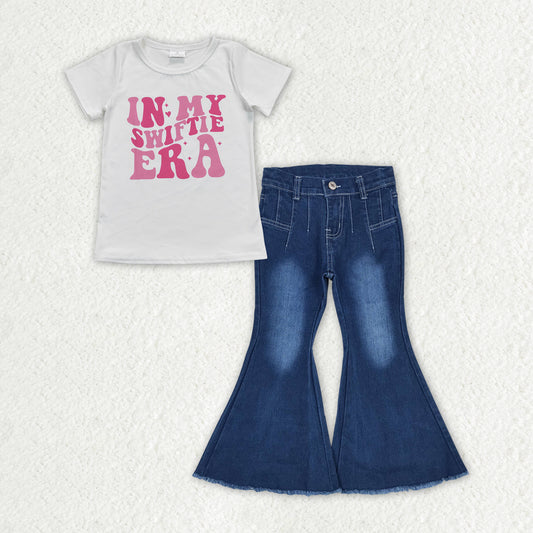 Baby Girls Era Shirt Top Bleached Denim Jeans Pants Clothes Sets