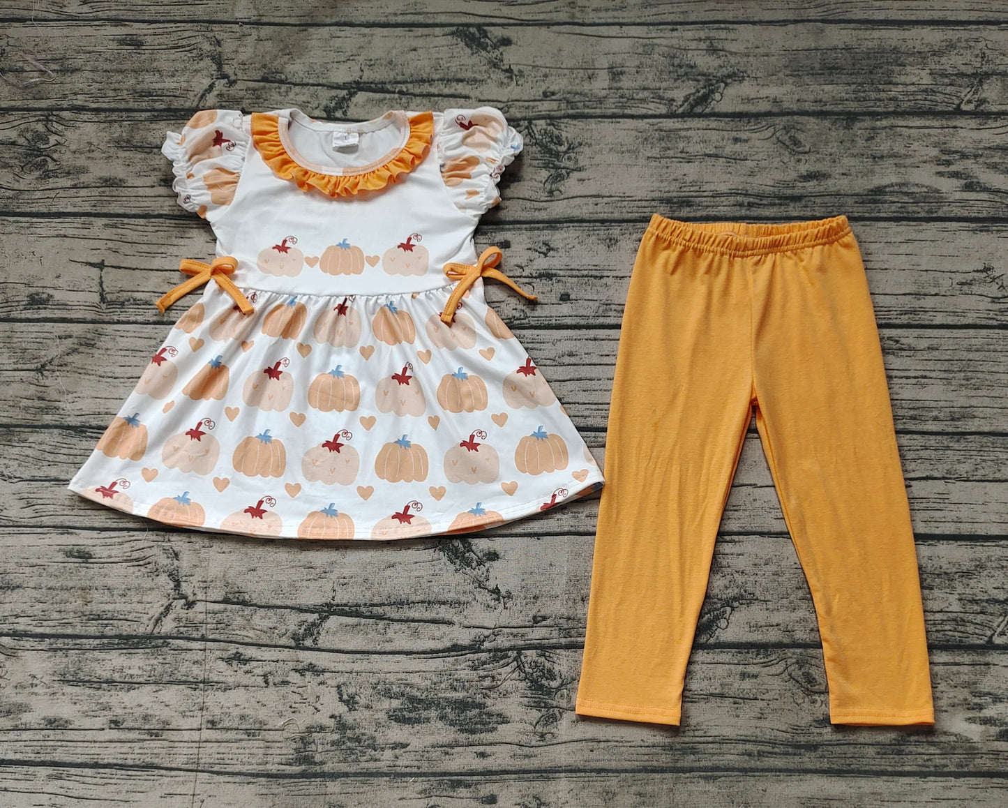 Baby Girls Short Sleeve Pumpkin Tunic Legging Clothes Sets