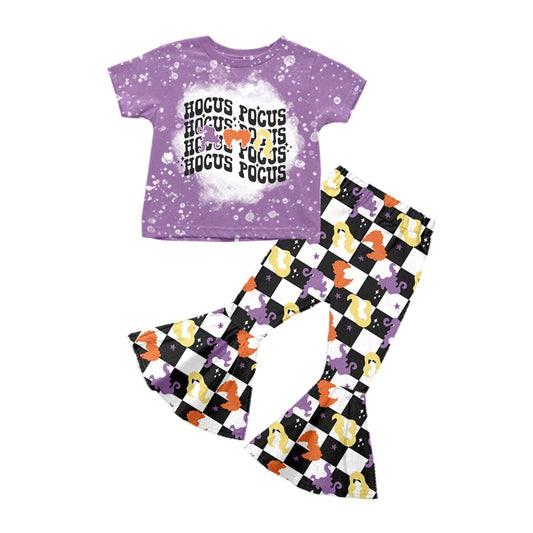 Baby Girls Halloween Witches HP Top Checkered Bell Pants Clothes Sets Preorder