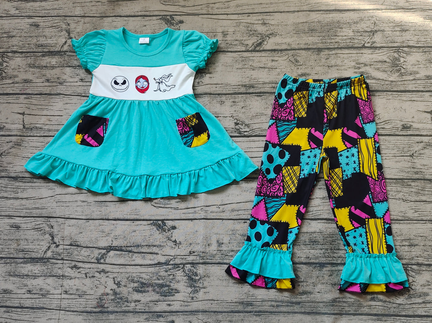 Baby Girls Halloween Nightmare Ruffle Tops Pants Clothes Sets