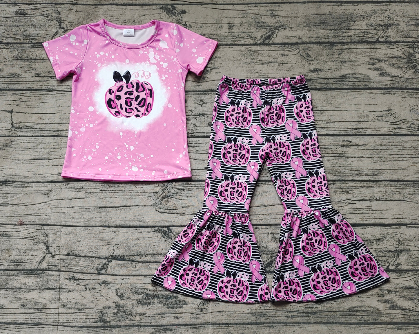 Baby Girls Pink Pumpkin October Shirt Bell Pants Clothes Sets