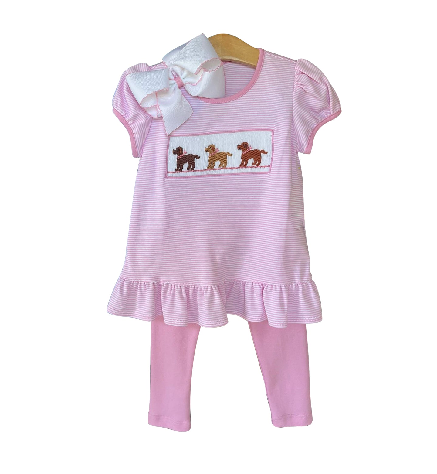 Baby Girls Three Dogs Tunic Pink Legging Clothes Sets Preorder