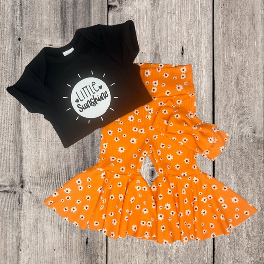 Baby Girls Little Sunshine Shirt Flowers Bell Pants Clothes Sets Preorder