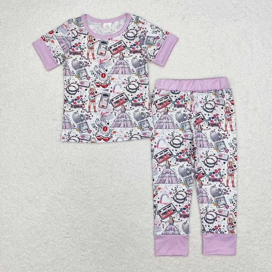 Baby Girls Lavender Singer Shirt Bamboo Pajamas Clothes Sets