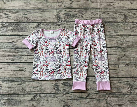 Baby Girls Lavender Singer Shirt Bamboo Pajamas Clothes Sets