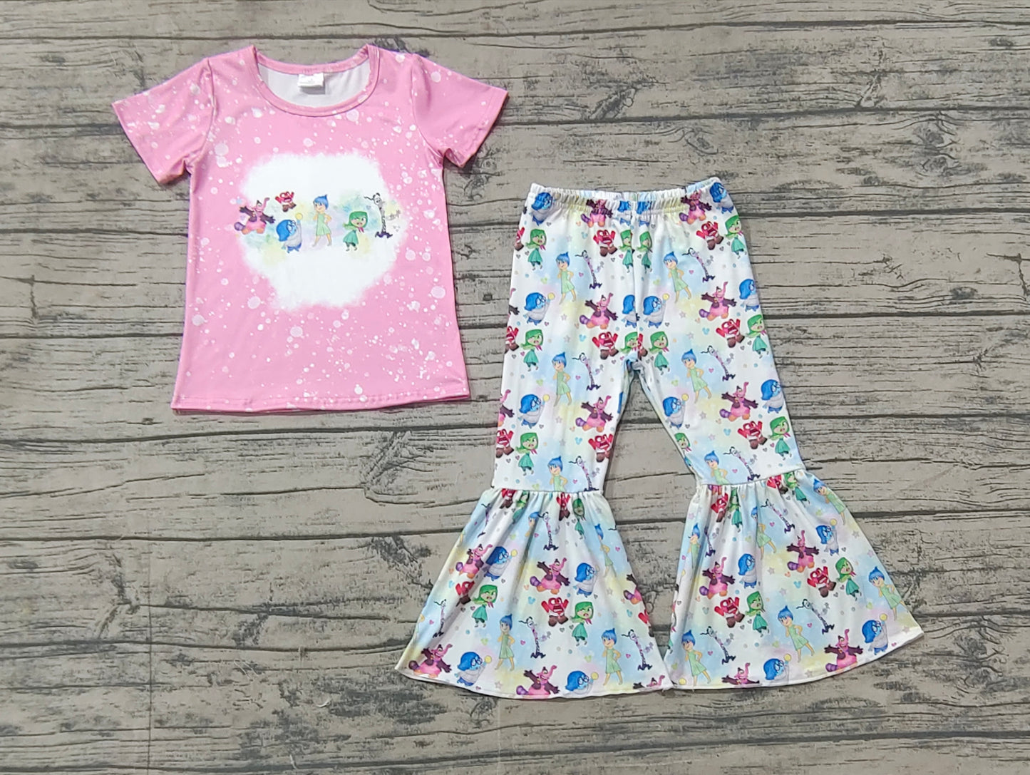 Baby Girls Outside Cartoon Shirt Top Bell Pants Outfits Sets