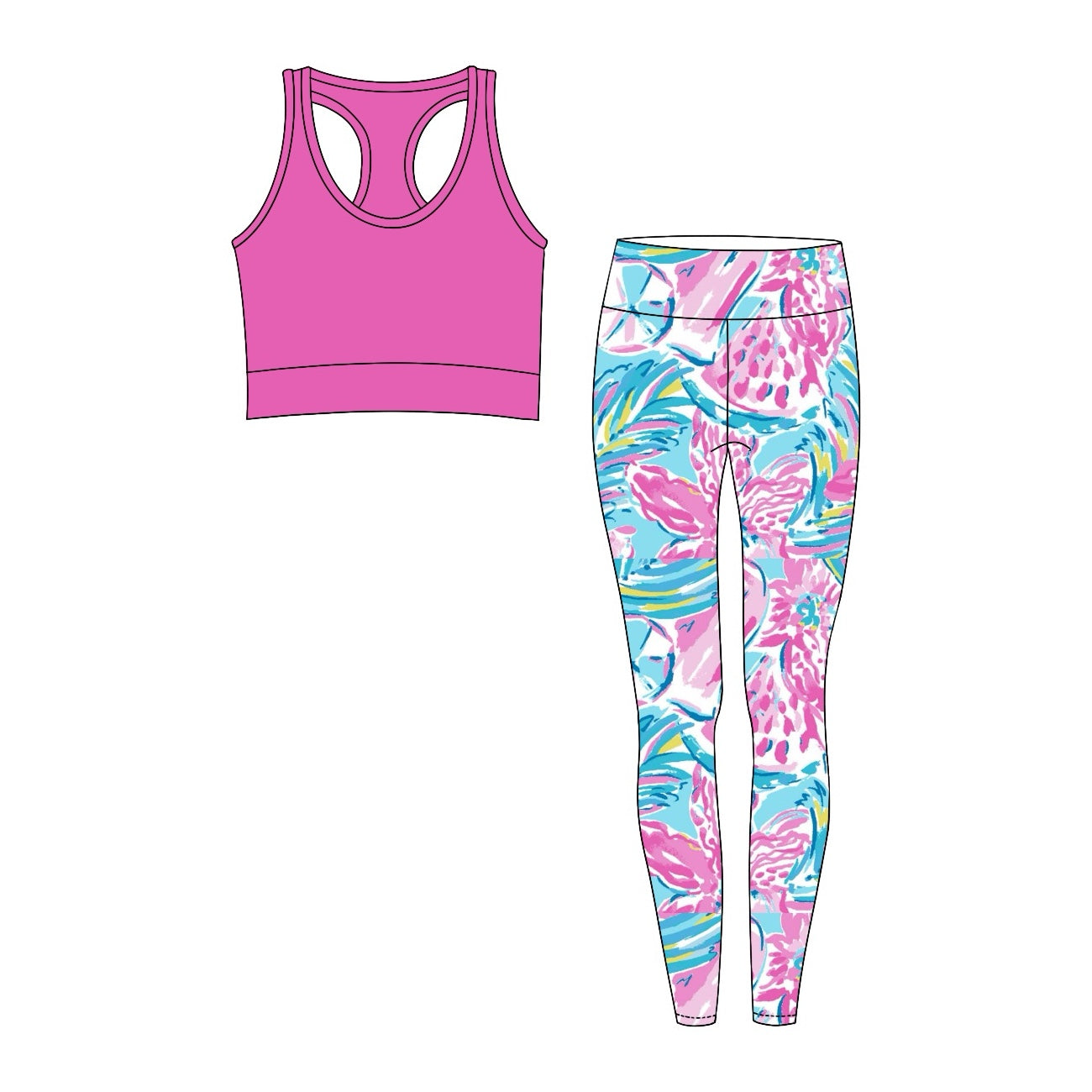 Adult Women Pink Vest Leopard Pants Seaweed Sports Clothes Sets Preorder