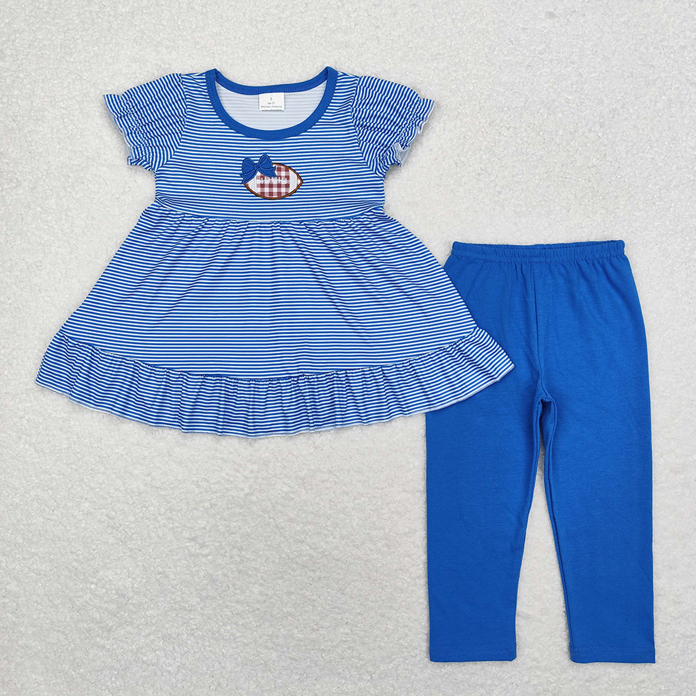 Baby Girls Blue Stripes Football Tunic Legging Clothes Sets