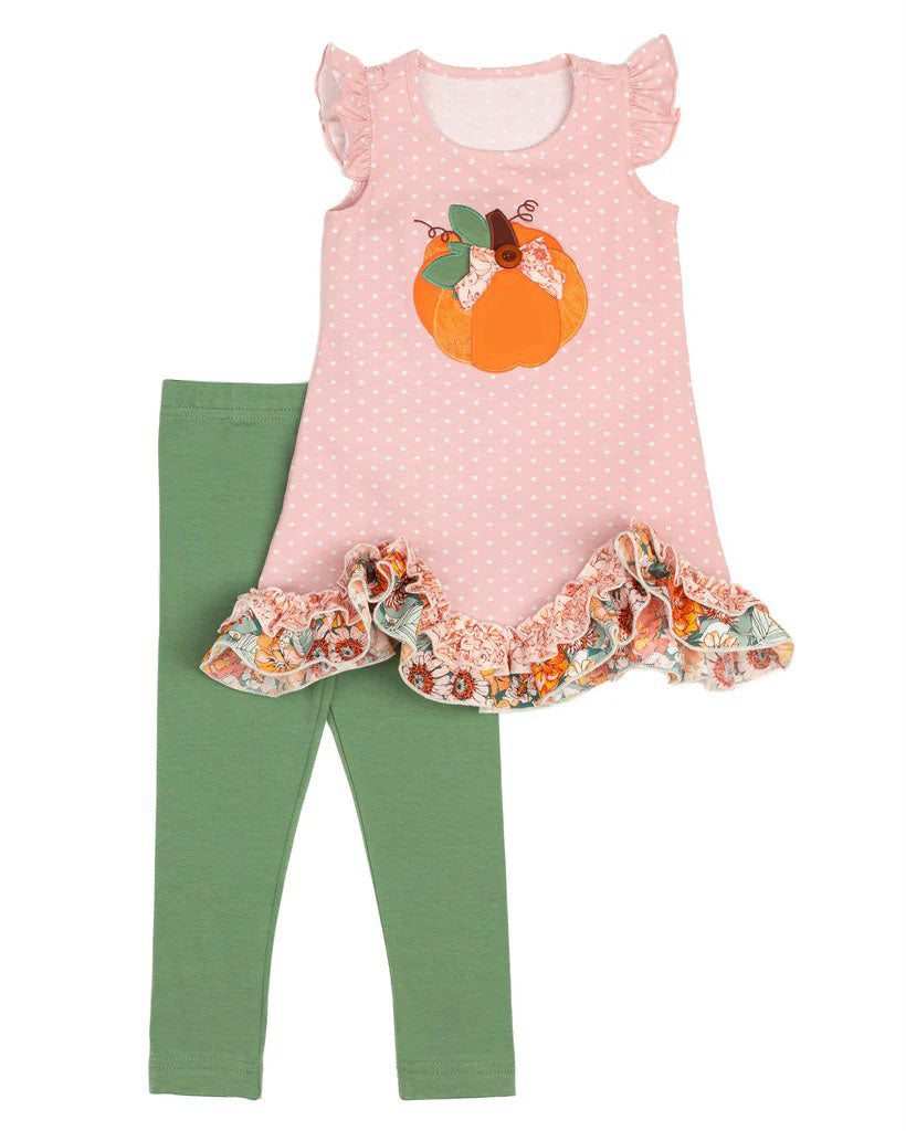 Baby Girls Pink Dots Pumpkin Tunic Legging Clothes Sets Preorder