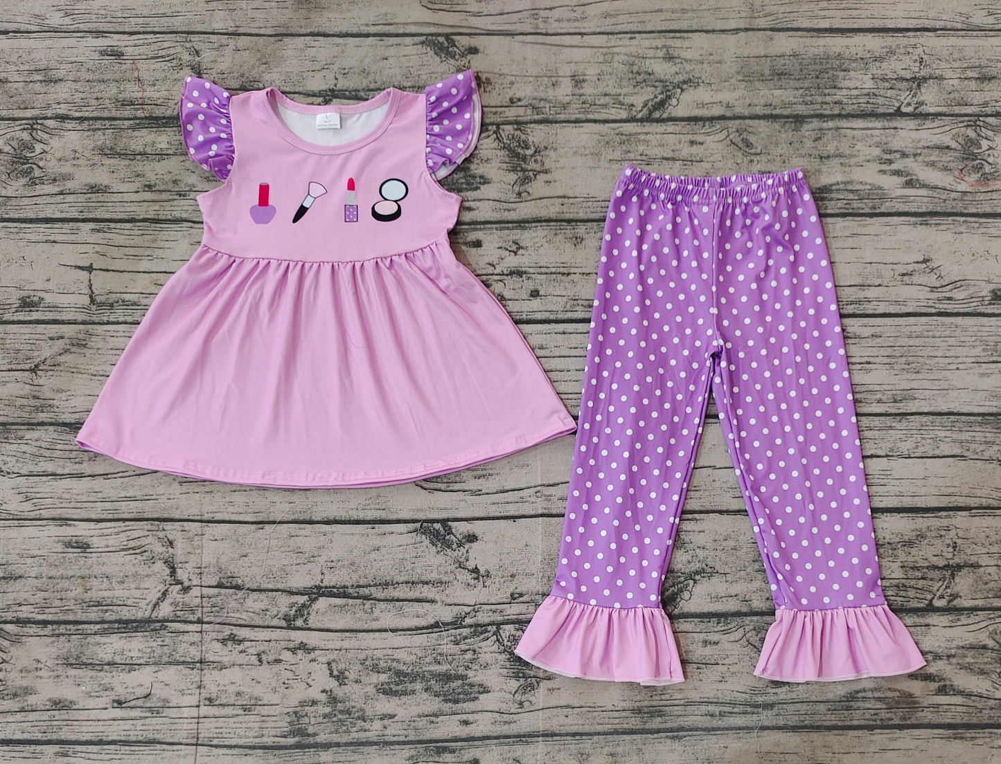 Baby Girls Lavender Lipstick Tunic Pants Clothes Sets