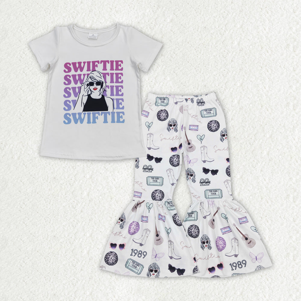 Baby Girls Singer White Shirt Top Bell Pants Clothes Sets