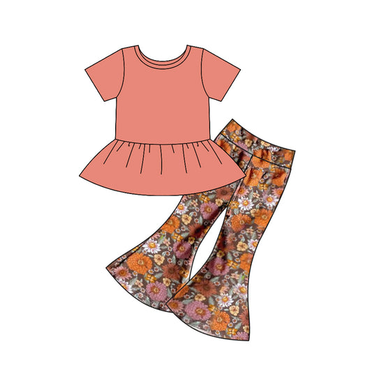 Baby Girls Pink Tunic Orange Flowers Bell Pants Preorder